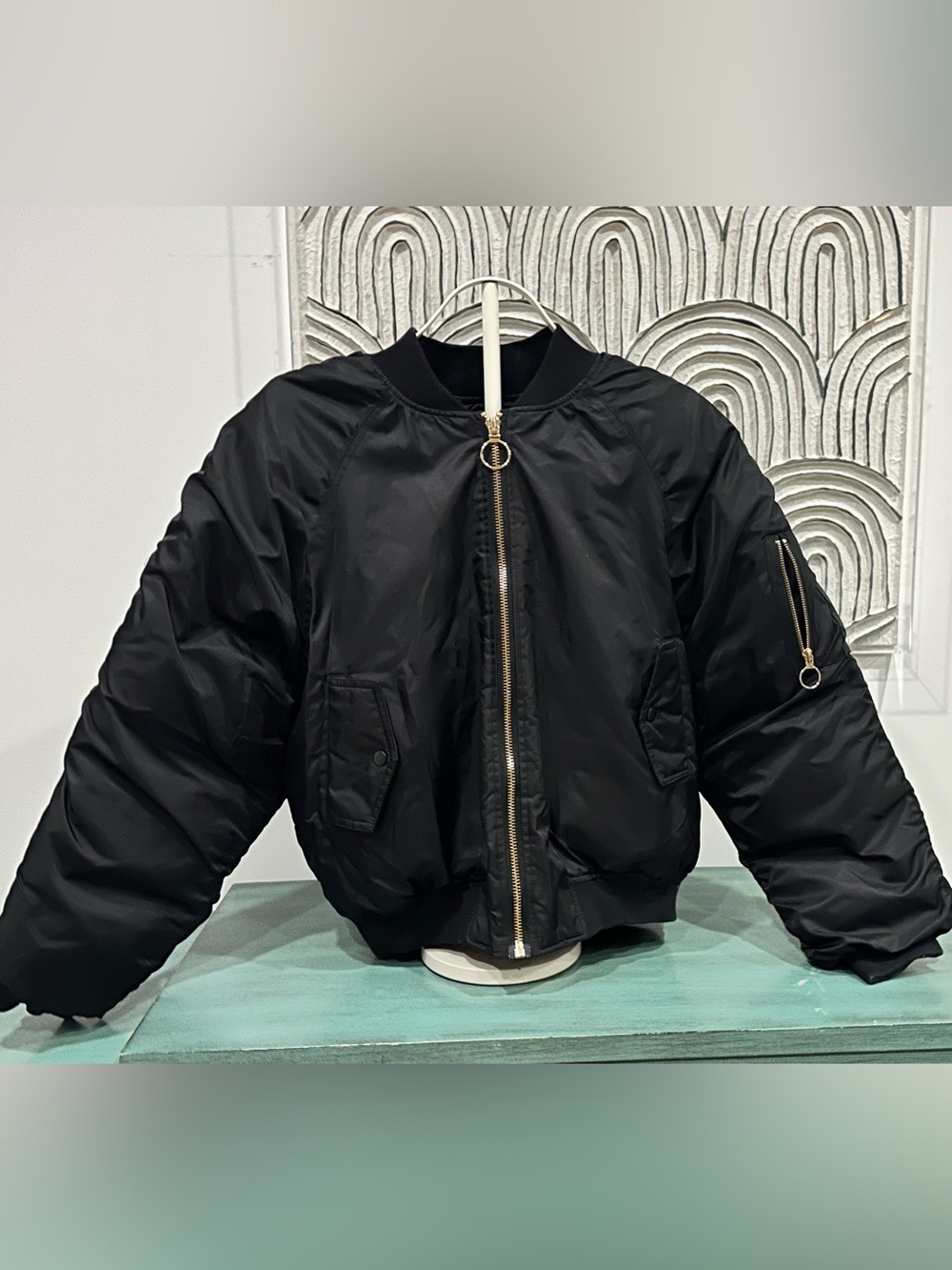 Mens Black Puffer Bomber Jacket - Unbranded